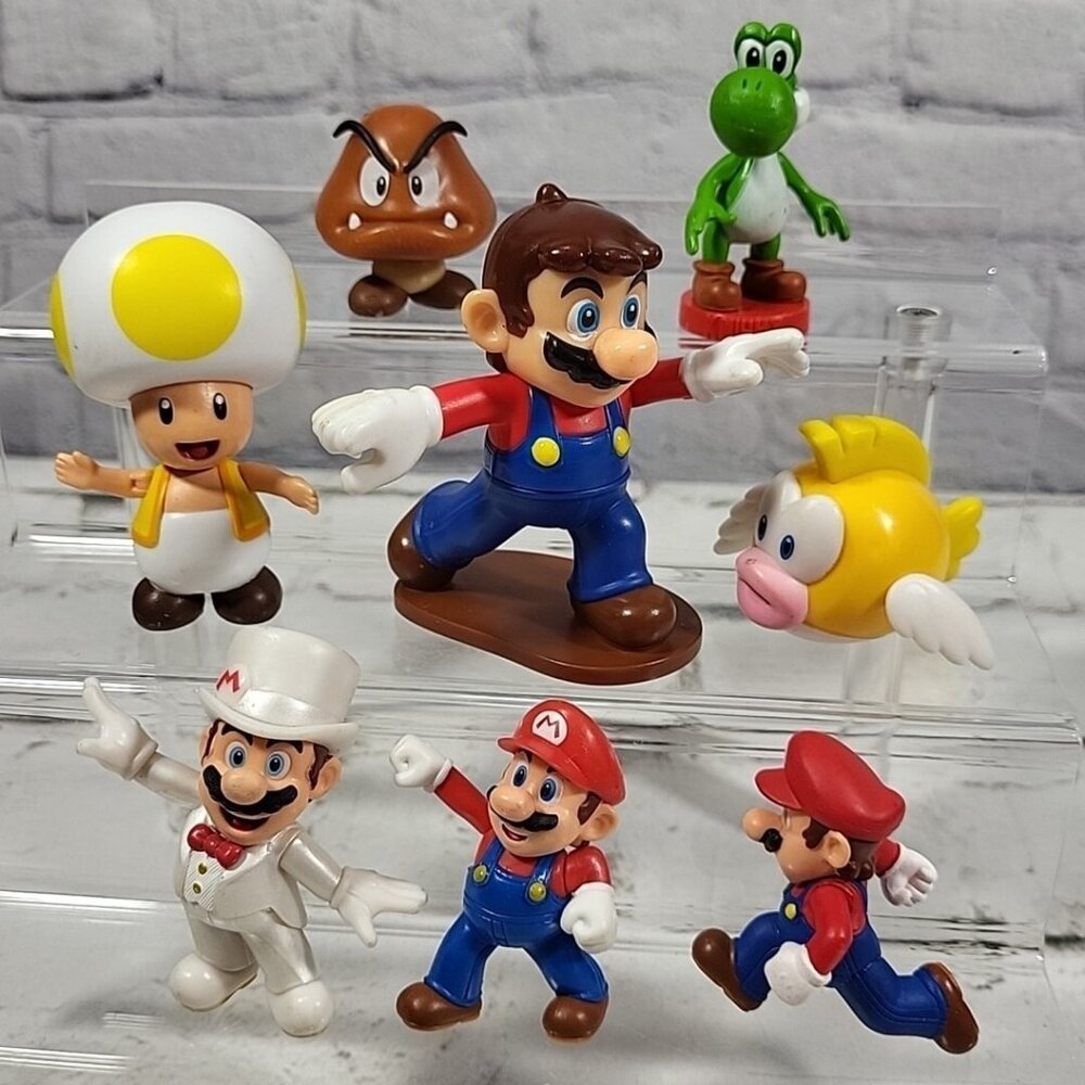 Nintendo Super Mario Bros Figures Lot Of 8 Yoshi Toad Gumba Gamer Cake Toppers
